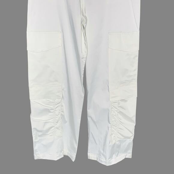 Zara XL Ivory Ruched Satin Effect Cargo Pant Wide Leg High Rise *flaw - Picture 6 of 13